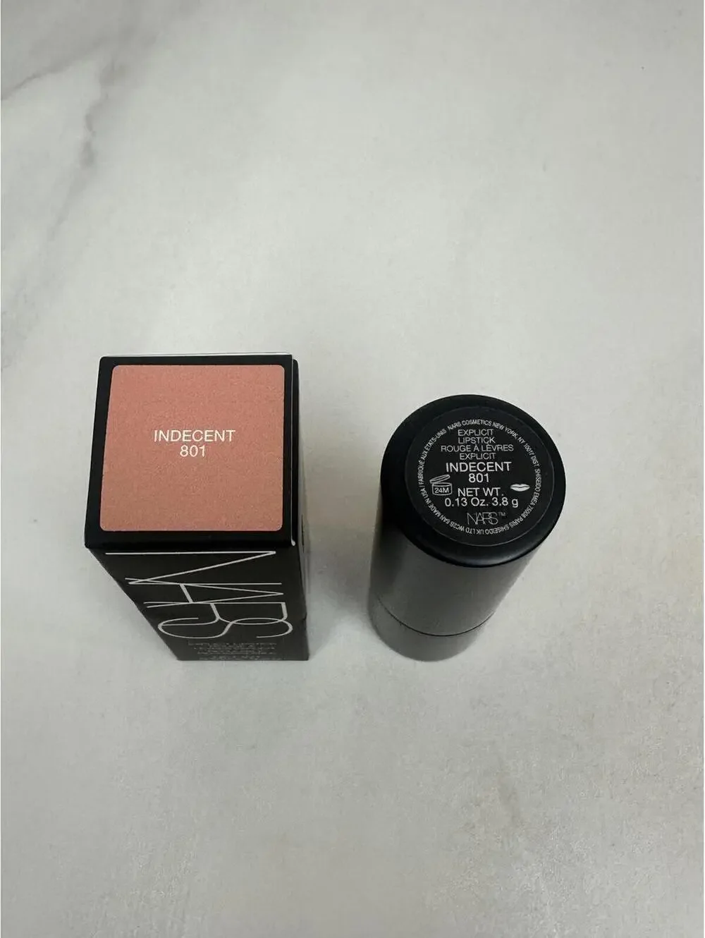 NARS Explict Lipstick Indecent 801 (Warm Beige) satin finish refillable 0.13 oz